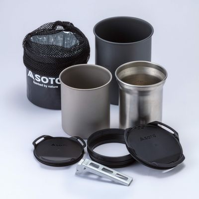 SOTO Thermostack Camping Cooking Set - Multi-Functional Camping Pot Set, Camp Cookware Set for Outdoor Backpacking Camping Hiking Picnic, Included Cozy/Storage Pouch