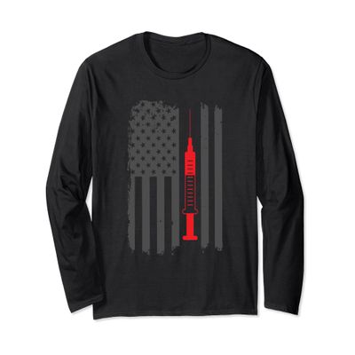 American Flag Phlebotomist Patriotic Long Sleeve T-Shirt