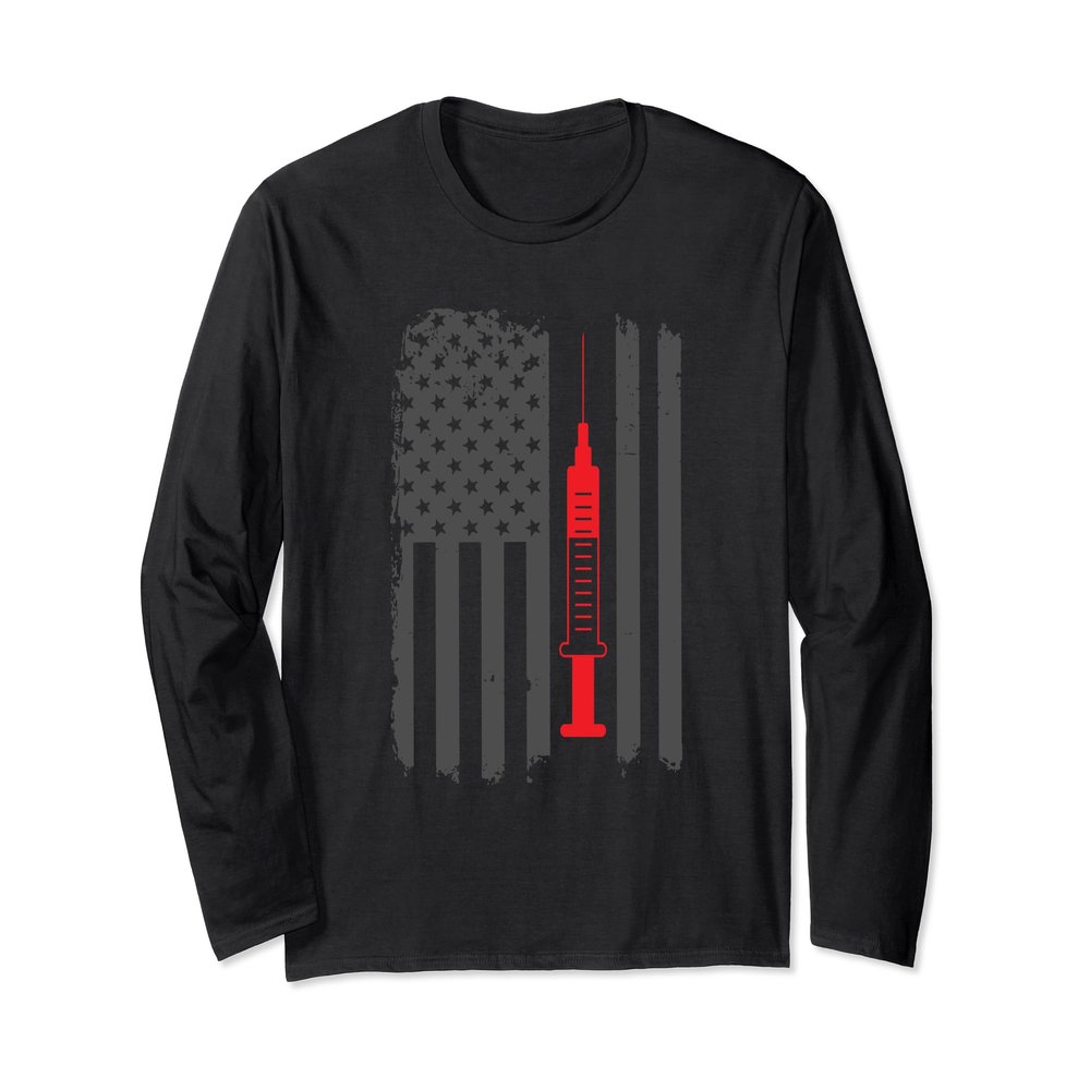 American Flag Phlebotomist Patriotic Long Sleeve T-Shirt