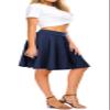 EXCHIC Women's Casual Stretchy Flared Midi Skater Skirts Basic A-Line Pleated Midi Skirt (S, Navy) view 2