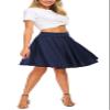 EXCHIC Women's Casual Stretchy Flared Midi Skater Skirts Basic A-Line Pleated Midi Skirt (S, Navy) view 3