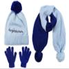 S.W.A.K Girls Knit Hat, Scarf And Gloves Set- Blue/Navy view 1