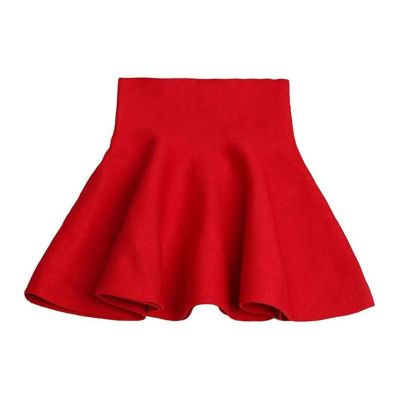 Mesinsefra Little Girl's High Waist Knitted Casual Uniform Skirt Red Tag 130cm-51(5-6Y)