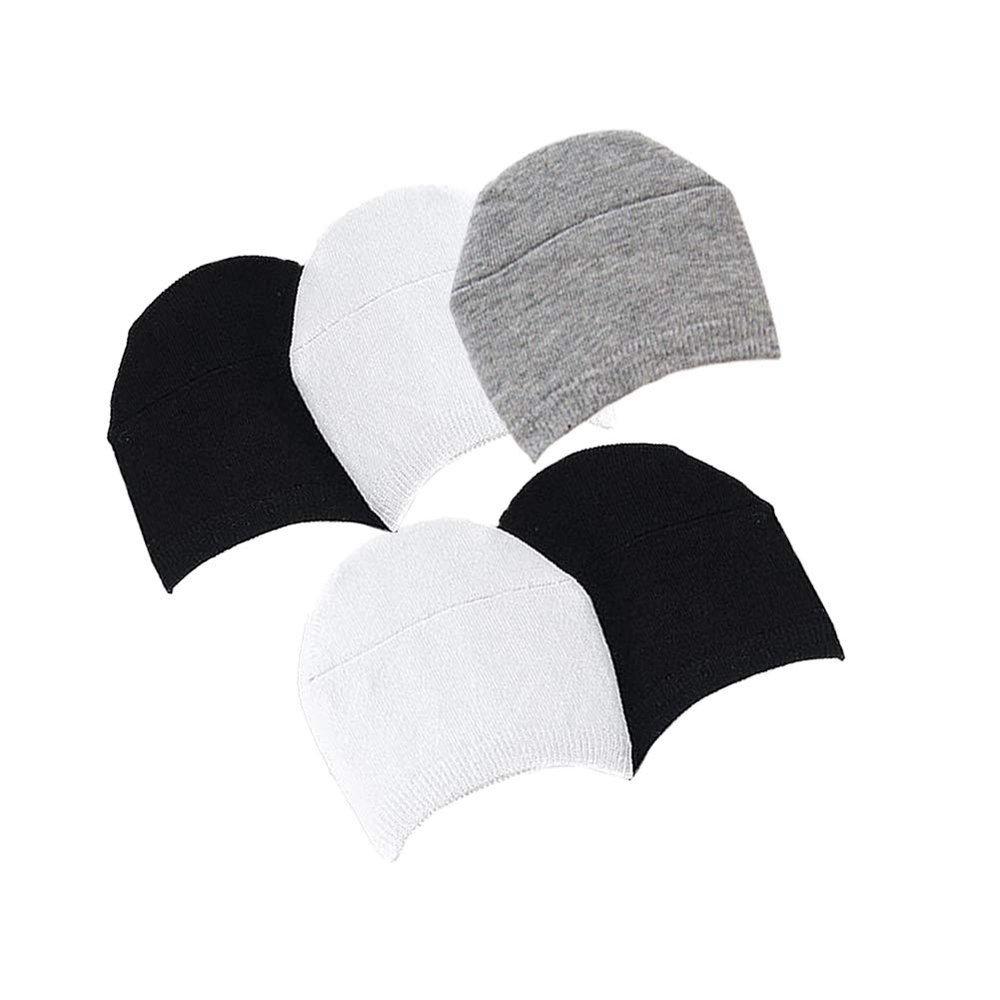 Whyme 5 Pairs Womens Cotton Toe Topper No Show Invisible Half Liner Socks for high heels (White Black Grey)