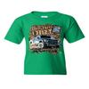 Hit The Dirt Built Ford Tough Youth T-Shirt F-150 Raptor Pickup Truck Kids Tee Green Medium view 1