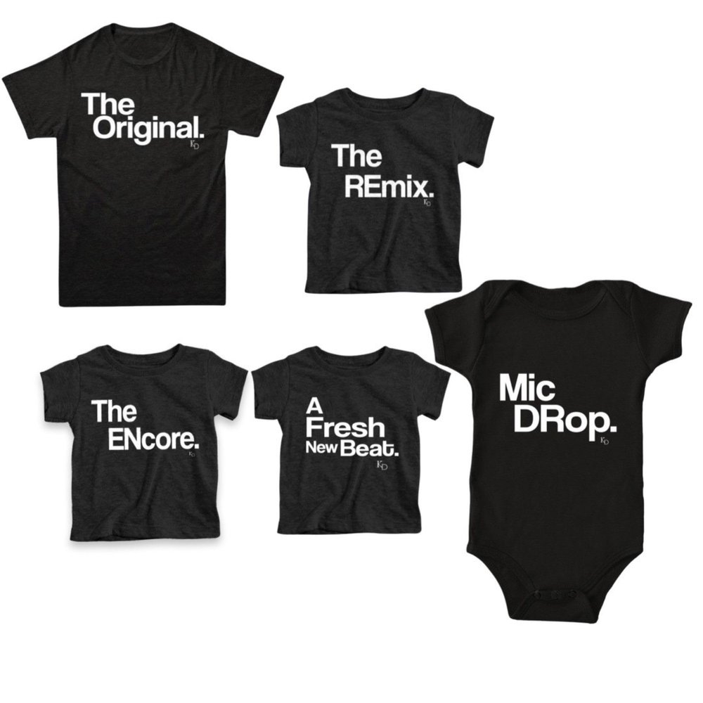 The Original- The Original and The Remix Matching Family Set (The Encore - 6-12 Mo. Bodysuit, Black)