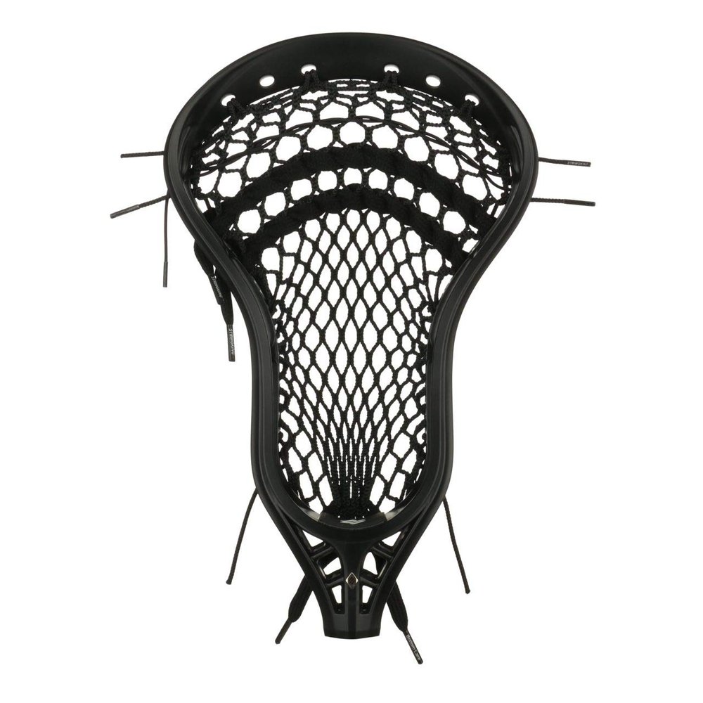 StringKing Mens Mark 2V Midfield Lacrosse Head Strung with Type 4s Mesh (Black/Black)
