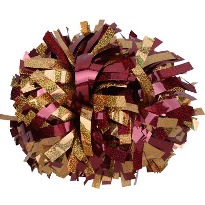 ICOCHEER Cheerleading Pom Poms Metalic Holographic Cheerleader 6 inch 1 Pair 2 Pieces (Maroon/Gold)