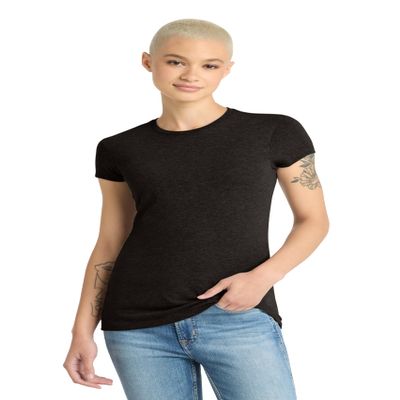 District Women's Fitted Perfect Tri Tee DT155, Black Frost, 4X-Large