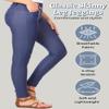 ICONOFLASH Women's 5 Pocket Jeggings Stretchy Pull On Skinny Jean Leggings Color Denim Blue Size Small view 3