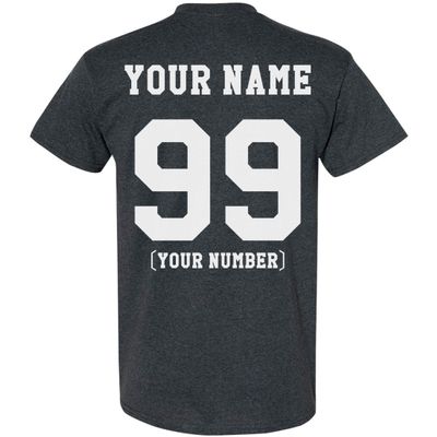 TEEAMORE Men Women Custom T Shirt Add Your Text Design Your Own Back Side Shirt Dark Heather