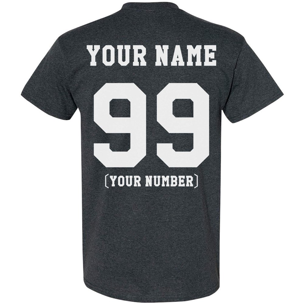 TEEAMORE Men Women Custom T Shirt Add Your Text Design Your Own Back Side Shirt Dark Heather
