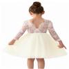 2Bunnies Girl Peony Lace Back A-Line Straight Tutu Tulle Party Flower Girl Dress (Ivory Long Sleeve Short, 6) view 1