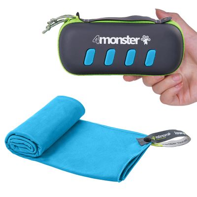 4Monster Microfiber Towel, Travel Towel, Camping Towel, Fast Drying, Soft Light Weight, Suitable for Gym, Beach, Swimming, Backpacking and More (Blue, Small (15.7 x 31.5 inches))