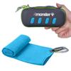 4Monster Microfiber Towel, Travel Towel, Camping Towel, Fast Drying, Soft Light Weight, Suitable for Gym, Beach, Swimming, Backpacking and More (Blue, Small (15.7 x 31.5 inches))