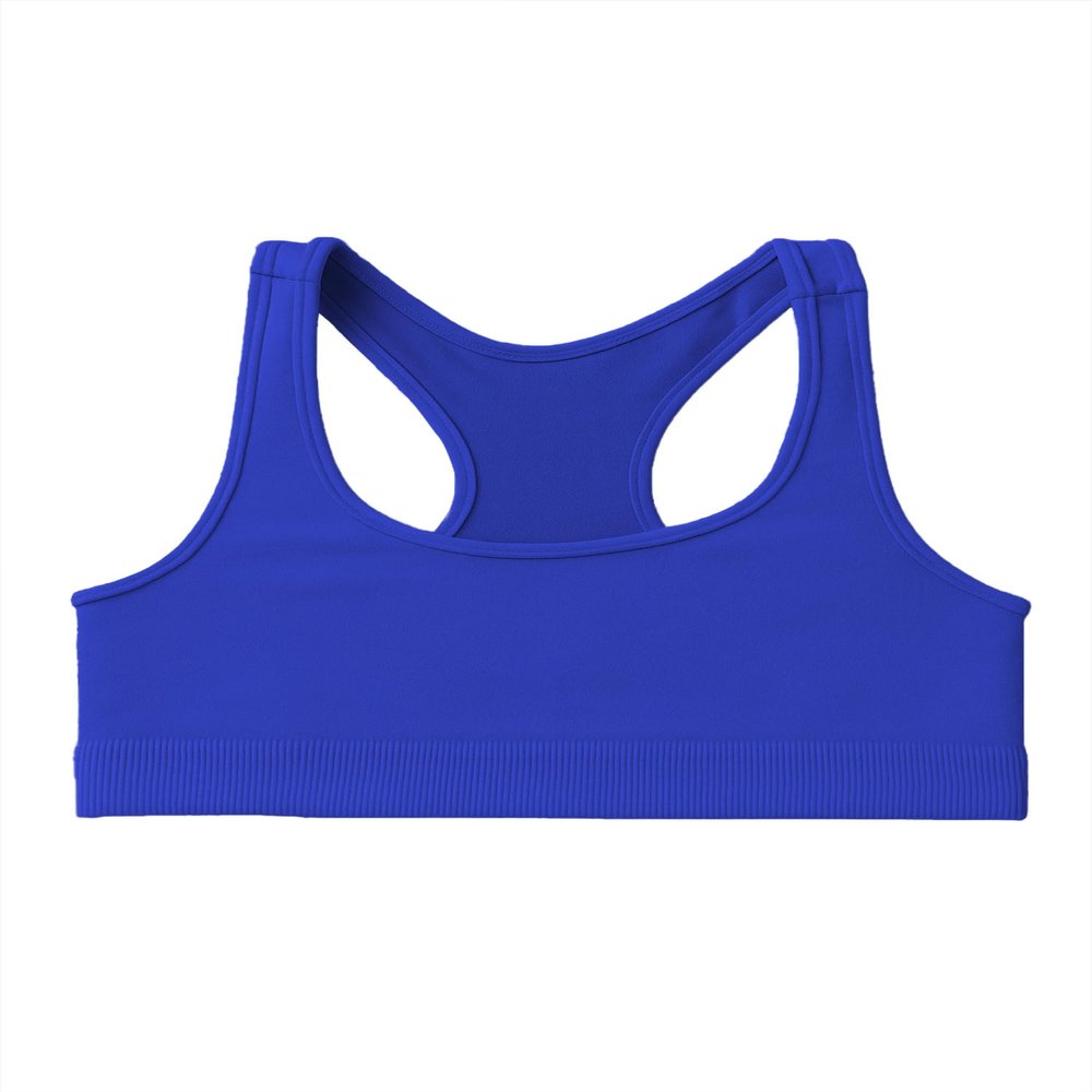 Kurve Girls Seamless Lightweight Stretchy Racerback Sports Bra, Cobalt Age 9-14