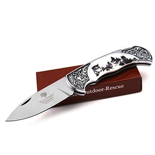 Wild Turkey Handmade Collection Old Fashioned Two Tone Lock Back Folding Knife.. (Wolf)