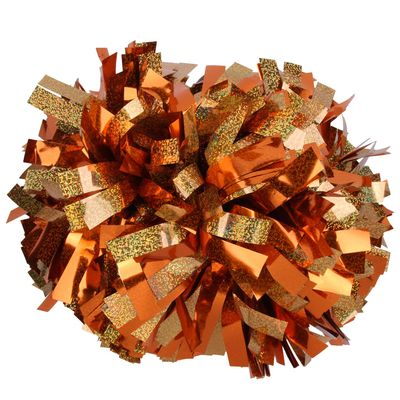ICOCHEER Cheerleading Pom Poms Metalic Holographic Cheerleader 6 inch 1 Pair 2 Pieces (Orange Gold)