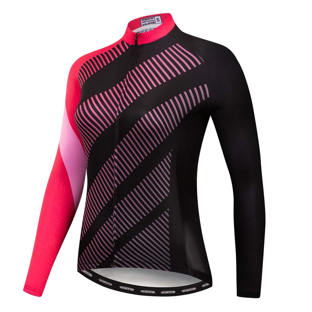 Cycling Long Sleeve Jersey Women Mountain Bike Jersey Shirts Road Bike Clothing MTB Tops Sportswear Blouse Fall Spring Pink Black Size XXL