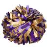 ICOCHEER Cheerleading Pom Poms Metalic Holographic Cheerleader 6 inch 1 Pair 2 Pieces (Purple/Gold) view 1