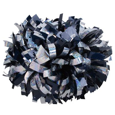 ICOCHEER Cheerleading Pom Poms Metalic Holographic Cheerleader 6 inch 1 Pair 2 Pieces (Navy Blue Silver)