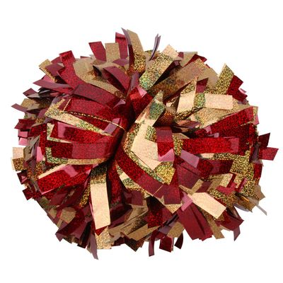 ICOCHEER Cheerleading Pom Poms Metalic Holographic Cheerleader 6 inch 1 Pair 2 Pieces (Red/Gold)