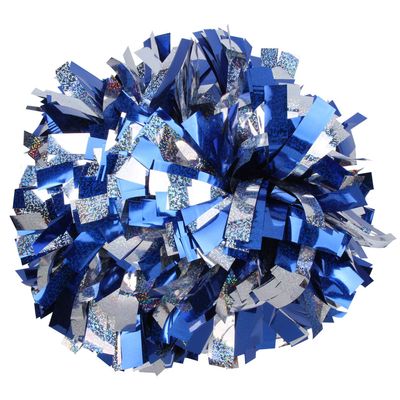 ICOCHEER Cheerleading Pom Poms Metalic Holographic Cheerleader 6 inch 1 Pair 2 Pieces (Royal Blue/Silver)