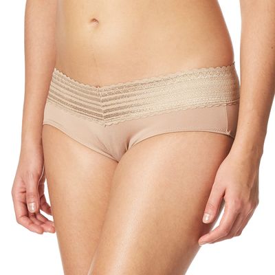 Calvin Klein Women's Plus-Size No Pinching No Problems Lace Hipster Panty Underwear, Toasted Almond Stripe, XXX-Large