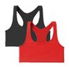 Kurve Girls Seamless Lightweight Racerback Sports Bra, Black-Red, Age 9-14 view 1