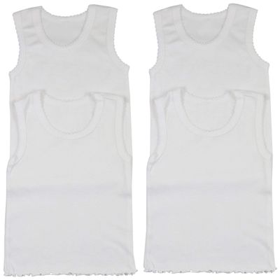 ToBeInStyle Girls' 4 Pack Ruffle Hem Tank Tops - White - 0-3 Months