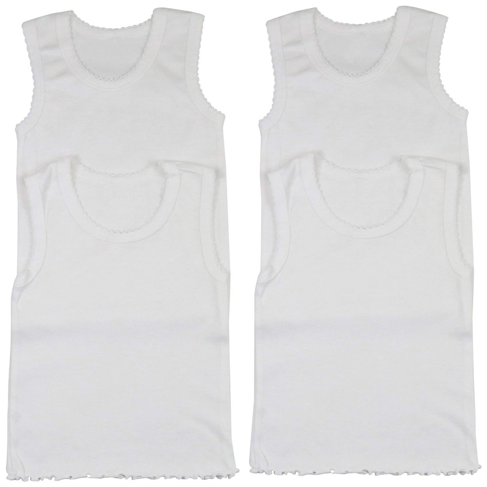 ToBeInStyle Girls' 4 Pack Ruffle Hem Tank Tops - White - 0-3 Months