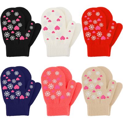 Cooraby 6 Pairs Toddler Magic Stretch Mittens Winter Unisex Baby Knitted Gloves Mittens (Mixed Color C, 2-4 Years)