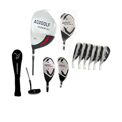 AGXGOLF Men's Left Hand XS Tour Magnum Golf Club Set; w/Over Size Driver + 5 Wood + 4&5 Hybrids +6-PW Irons + SW: Regular Flex, 2X-Tall +2 Inch Length; Free Putter