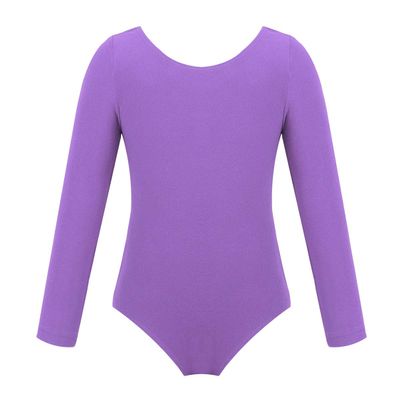Alvivi Kids Girls Basic Long Sleeve Leotard Ballet Dance Gymnastics Leotard Cotton Bodysuit Dancewear Lavender 8