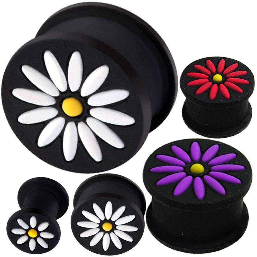 0 00 gauges ear plugs flesh tunnels silicone steel screw double flared stretcher Taper 2 gauges 2g 6mm