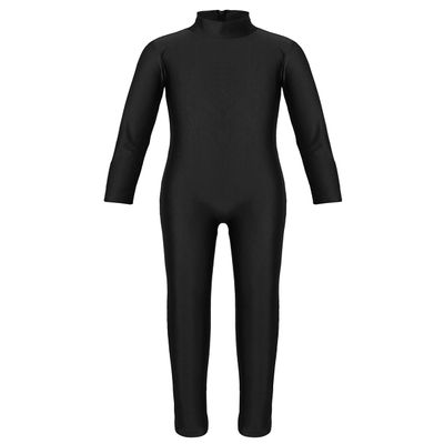 TiaoBug Girls Full Body Unitard Spandex Zentai Costume One-Piece Gymnastics Leotard Catsuit Dancewear Jumpsuit Black 1 5-6