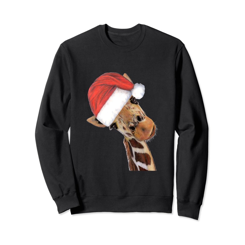Good Time Giraffe In Santa Christmas Hat Sweatshirt Jumper
