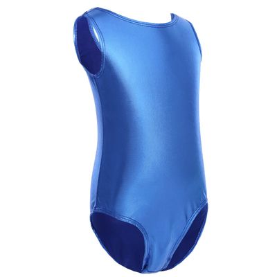 Alvivi Girls Kids' One Piece Metallic Gymnastics Solid Sparkle Leotard Dance wear Costumes Blue 3-4