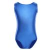 Alvivi Girls Kids' One Piece Metallic Gymnastics Solid Sparkle Leotard Dance wear Costumes Blue 3-4 view 2