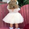 2Bunnies Girl Peony Lace Back A-Line Straight Tutu Tulle Party Flower Girl Dress (Ivory Sleeve Short, 12-18M) view 2