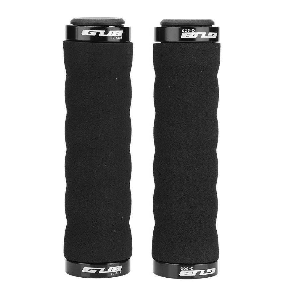 Antislip Sponge Handlebar Grip, 1 Pair with Lockon Ring for Mountain & Road Bikes (Black)