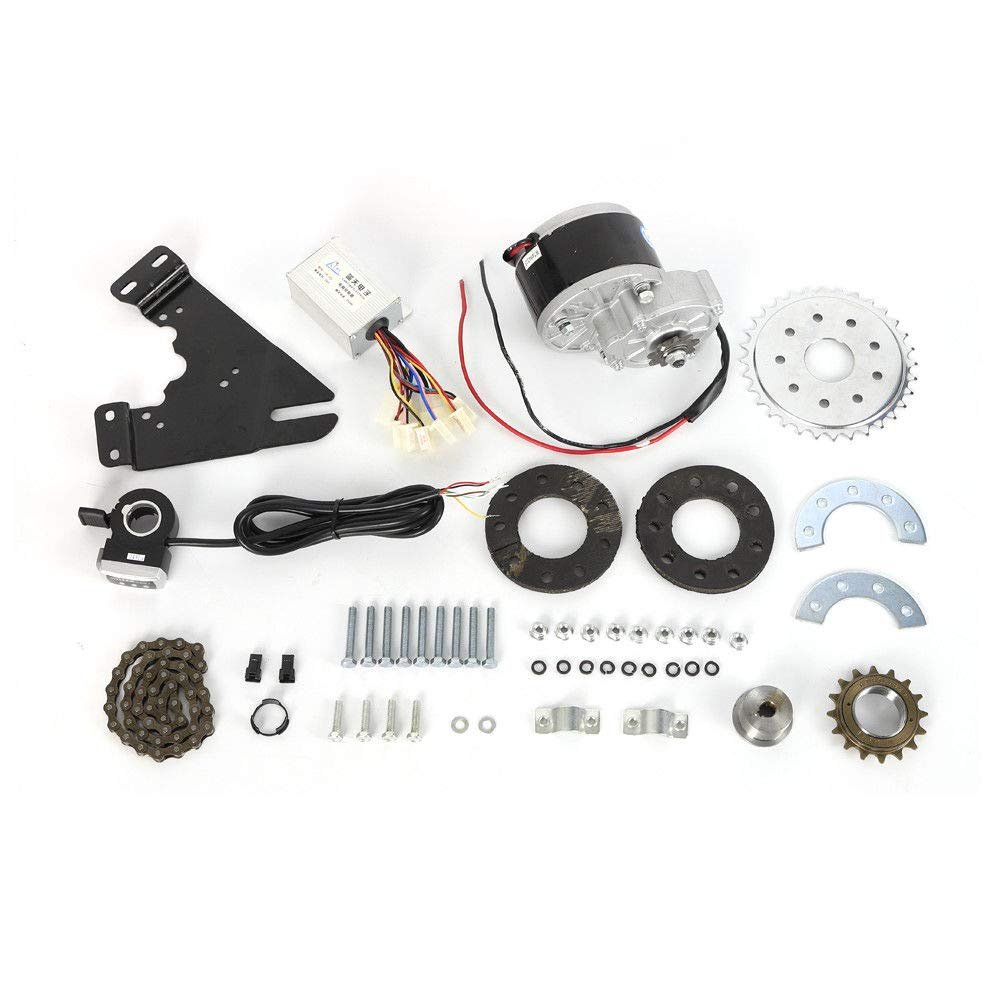 SHZICMY 250W 24V Electric Bike Conversion Thumb Throttle Kit Bike Side Drive Motor Kit for Common Bike Left Chain Drive Customized for Electric Geared Bicycle Derailleur (Thumb Throttle Kit)