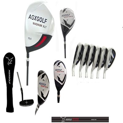 AGXGOLF Men's Left Hand XS Tour Magnum Golf Club Set; w/Over Size Driver + 5 Wood + 4&5 Hybrids + 6-PW Irons + SW: Stiff Flex, Extra-Tall +1.5 Inch Length; Free Putter