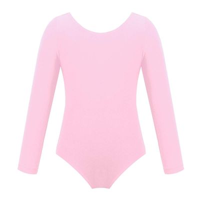 Alvivi Kids Girls Basic Long Sleeve Leotard Ballet Dance Gymnastics Leotard Cotton Bodysuit Dancewear Pink 3