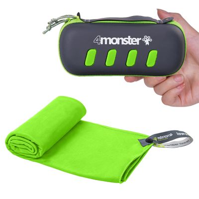 4Monster Microfiber Towel, Travel Towel, Camping Towel, Fast Drying, Soft Light Weight, Suitable for Gym, Beach, Swimming, Backpacking and More (Green, Small (15.7 x 31.5 inches))