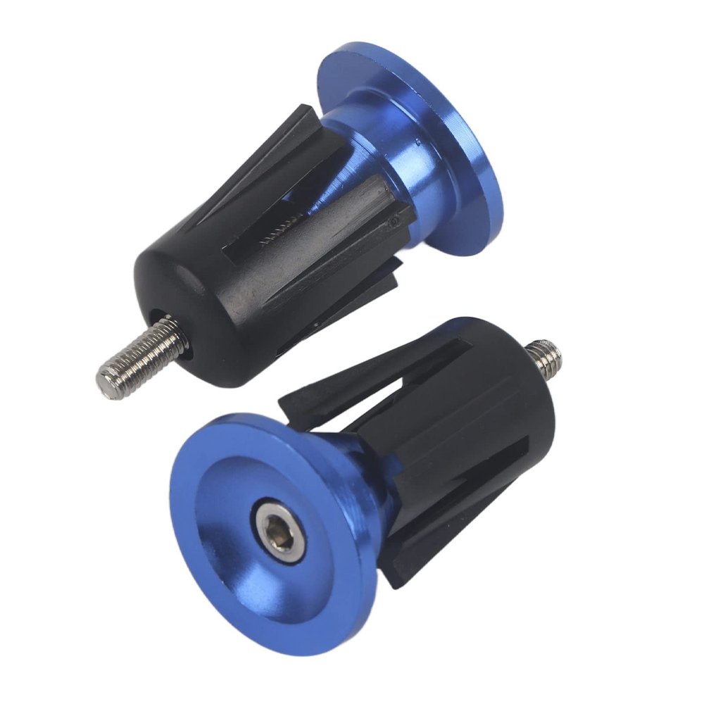 Handlebar End, Aluminum Alloy Bike Handlebar Grip Bar End Plug Parts for Most Bikes Road(1 Pair)(Blue)