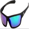 Nitrogen Men's Rectangular Sports Wrap 65mm Polarized Sunglasses, Black Matte Rubberized, Green Mirror Lens, Medium view 1