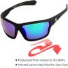 Nitrogen Men's Rectangular Sports Wrap 65mm Polarized Sunglasses, Black Matte Rubberized, Green Mirror Lens, Medium view 3