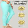 ICONOFLASH Women's Plus Size Jeggings with Pockets XL Pull On Stretchy Jean Leggings Pull On Skinny Pants (Turquoise, X-Large) view 3