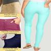ICONOFLASH Women's Plus Size Jeggings with Pockets XL Pull On Stretchy Jean Leggings Pull On Skinny Pants (Turquoise, X-Large) view 4